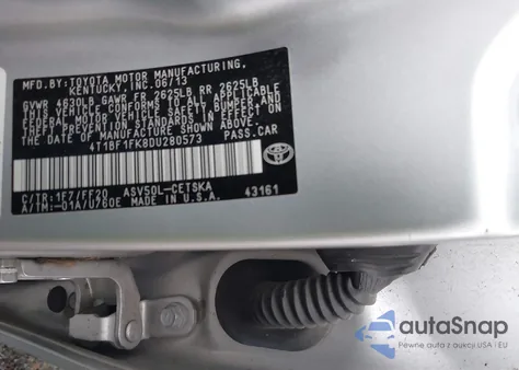 2013 Toyota Camry Se from USA, damaged, VIN 4T1BF1FK8DU280573